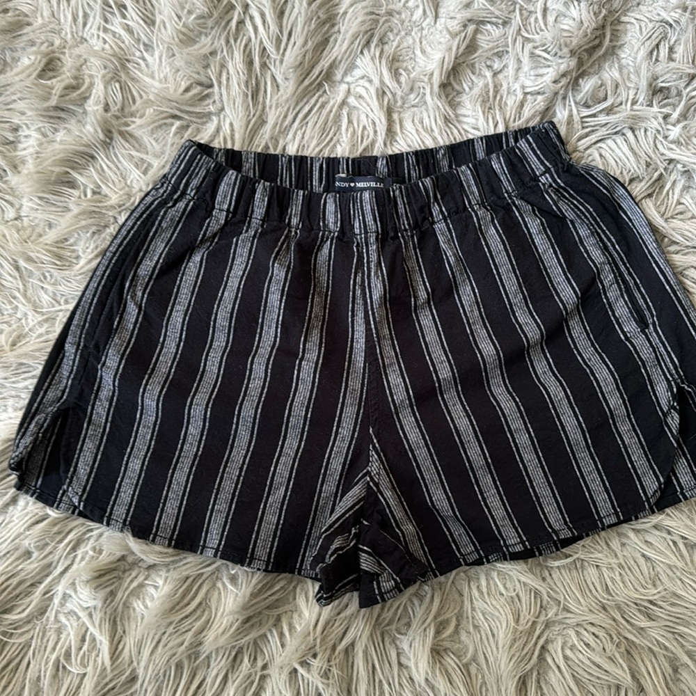 Brandy Melville Black Striped Linen Shorts Size S
